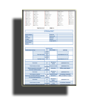 Опросный лист на продукцию на сайте SEVER